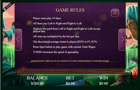 Machine Gun Unicorn Slot Machine Game Rules Screen