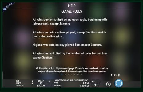 Orion Slot Machine Game Rules Screen