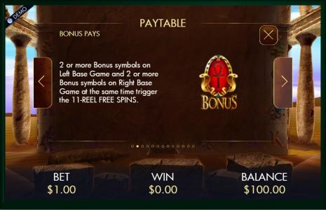 Temple of Luxor Slot Machine Paytable Bonus Screen by Genesis Gaming