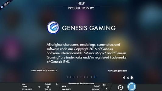 Mirror Magic Slot Machine Help Production By Genesis Gaming Screen