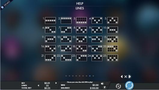 Mirror Magic Slot Machine Paylines Screen