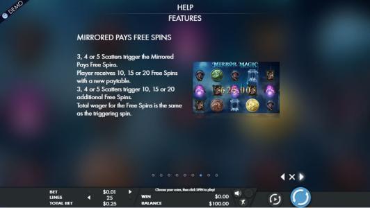 Mirror Magic Slot Machine Free Spins Bonus Screen