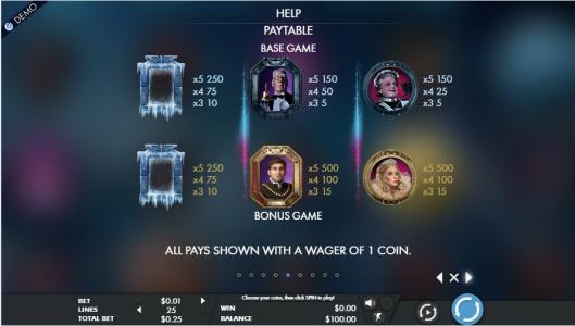 Mirror Magic Slot Machine Paytable Screen