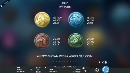 Mirror Magic Slot Machine Paytable Screen