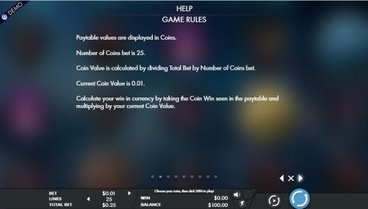 Mirror Magic Slot Machine Game Rules Screen