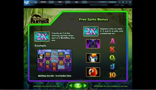 Prowling Panther Slot Machine Free Spins Bonus Screen