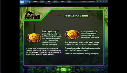 Prowling Panther Slot Machine Free Spins Bonus Screen