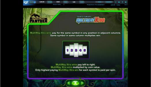 Prowling Panther Slot Machine MultiWay Xtra Feature Screen by IGT