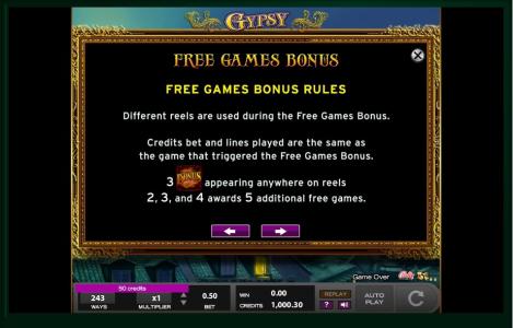 Gypsy Slot Machine Free Spins Bonus Screen
