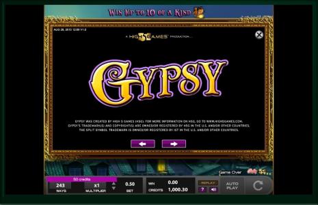 Gypsy Slot Machine Production By High 5 Games Screen