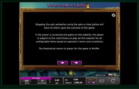 Gypsy Slot Machine Meter Rules Screen by High 5 Games