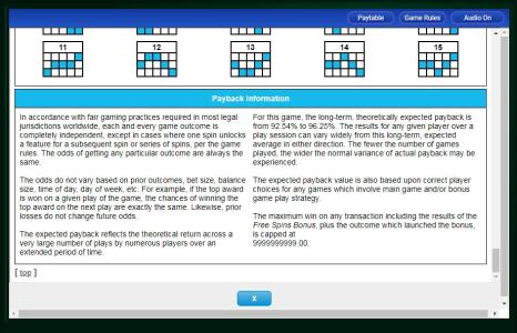 Baywatch Slot Machine Paylines Screen
