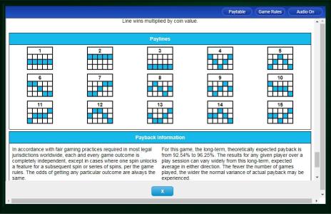 Baywatch Slot Machine Paylines Screen