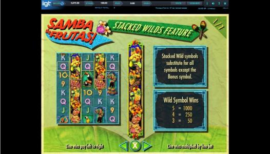 Samba De Frutas Slot Machine Scatter Awards and Wild Symbol Screen