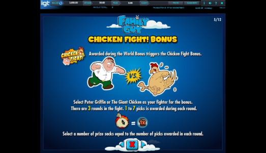 Family Guy Slot Machine Chicken Fight! Bonus Screen