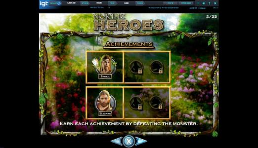 Nordic Heroes Slot Machine Character Achievements Screen