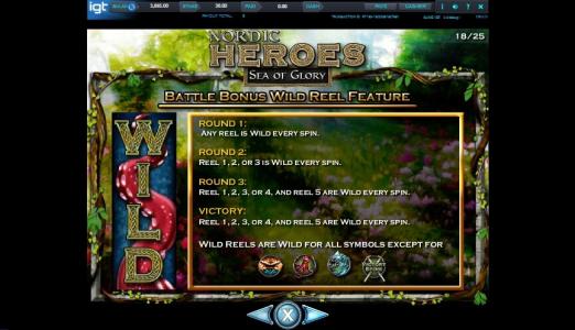 Nordic Heroes Slot Machine Battle Bonus Wild Reel Feature Screen