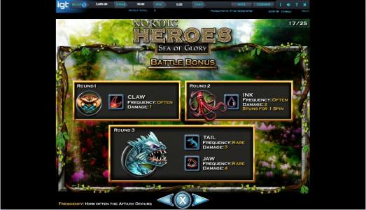 Nordic Heroes Slot Machine Battle Bonus Screen