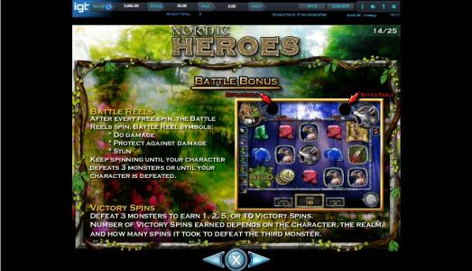 Nordic Heroes Slot Machine Battle Bonus Screen