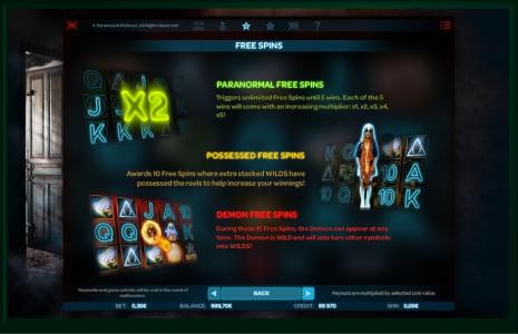 Paranormal Activity Slot Machine Free Spins Bonus Screen