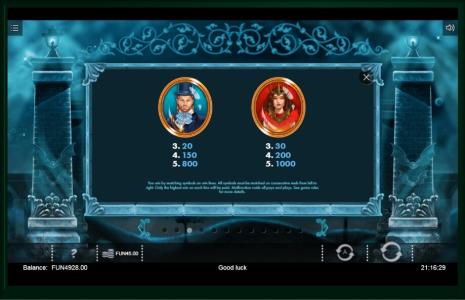 Blood Queen Slot Machine Paytable Screen