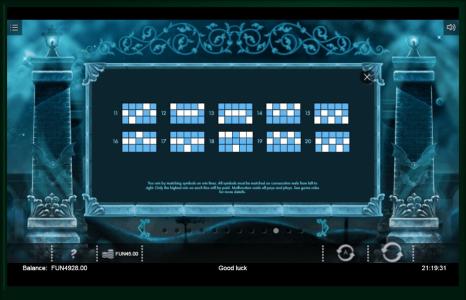 Blood Queen Slot Machine Paylines Screen