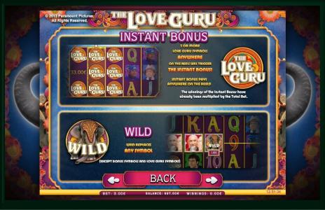 The Love Guru Slot Machine Instant Bonus Screen