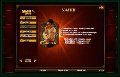 Shaolin Spin Slot Machine Scatter Symbol Screen