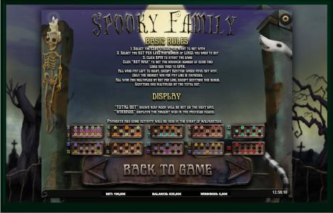 Spooky Family Slot Machine Paylines Screen