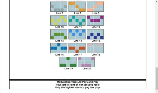 Bars and Bells Slot Machine Paylines Screen