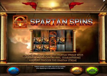 Fortunes of Sparta Slot Machine Spartan Spins Feature Screen