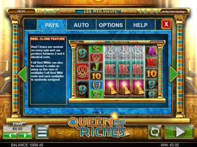 Queen of Riches Slot Machine Reel Clone Feature Screen