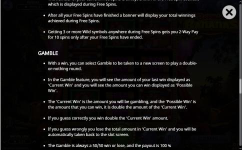 Booming Bananas Slot Machine Gamble Feature Description Screen