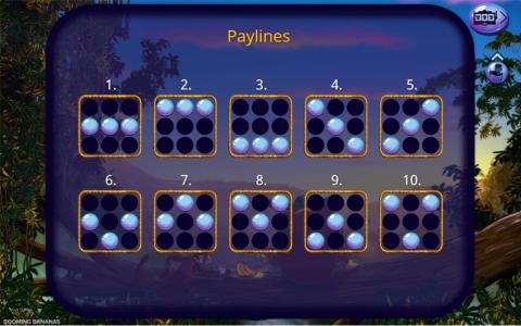 Booming Bananas Slot Machine Paylines Screen