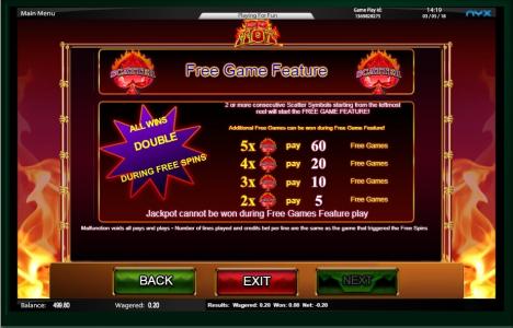 So Hot Slot Machine Free Game Feature Screen