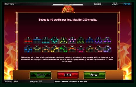 So Hot Slot Machine Paytable Screen