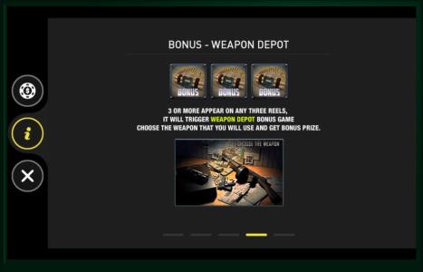 Mafia Slot Machine Weapon Depot Bonus Game Screen