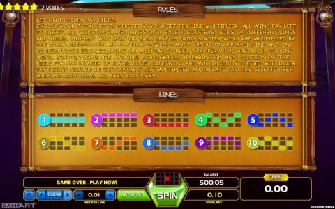 Explosive Reels Slot Machine Paylines Screen