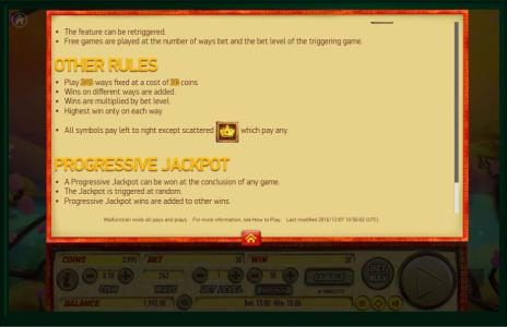 Fire Rooster Slot Machine Game Rules Screen