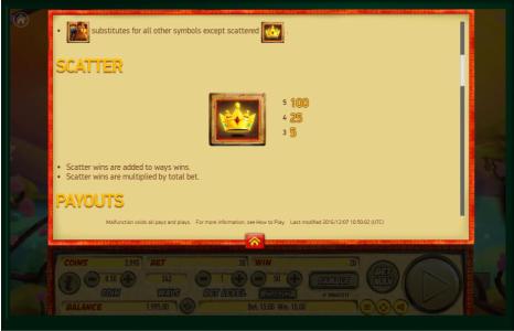 Fire Rooster Slot Machine Scatter Awards and Wild Symbol Screen