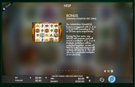 Savanna King Slot Machine Bonus Feature Screen by Genesis Gaming