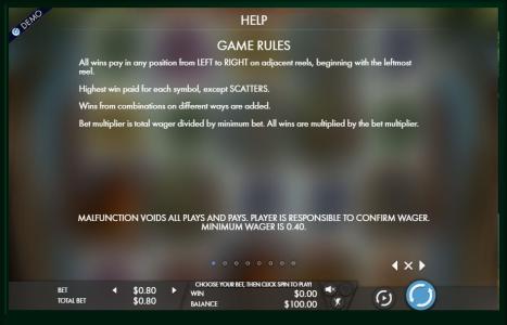 Savanna King Slot Machine Game Rules Screen