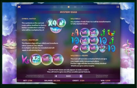 Cloud Tales Slot Machine Scatter Awards and Wild Symbol Screen