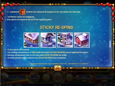 Santas Village Slot Machine Sticky Re-Spins Feature Screen