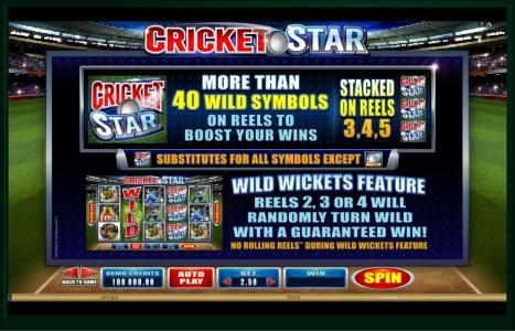 Cricket Star Slot Machine Wild Symbol Screen
