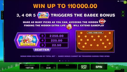 Pollen Party Slot Machine Bonus Feature Screen