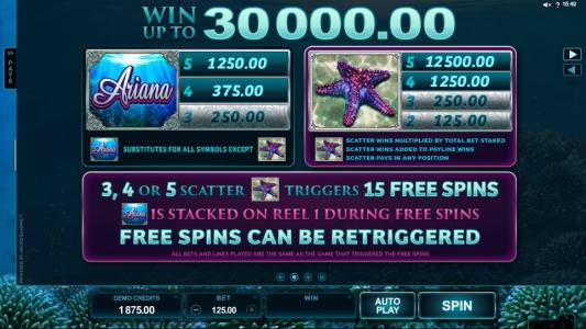 Ariana Slot Machine Free Spins Bonus Screen
