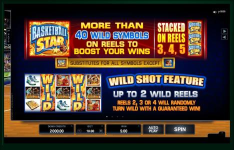 Basketball Star Slot Machine Scatter Awards and Wild Symbol Screen