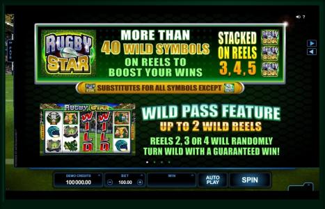 Rugby Star Slot Machine Wild Symbol Screen