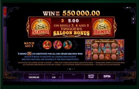Pistoleras Slot Machine Scatter Awards and Wild Symbol Screen